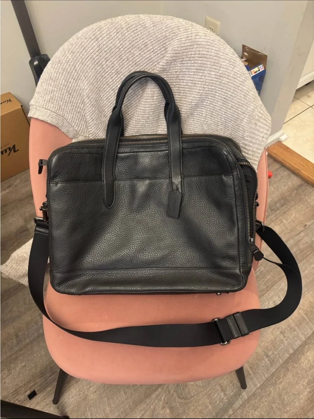 Coach Hamilton Black Pebbled Leather Laptop Briefcase- NEVER USED!